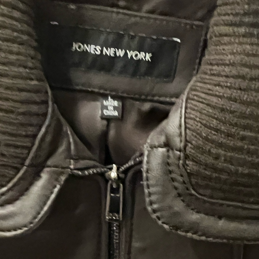 Jones New York Dark Brown Jacket with Ribbed Collar - Picture 4 of 5